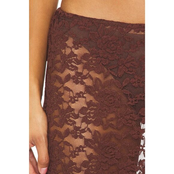 LIONESS Black Swan Lace Maxi in Chocolate Brown X-Small Womens Long Skirt - Picture 6 of 15